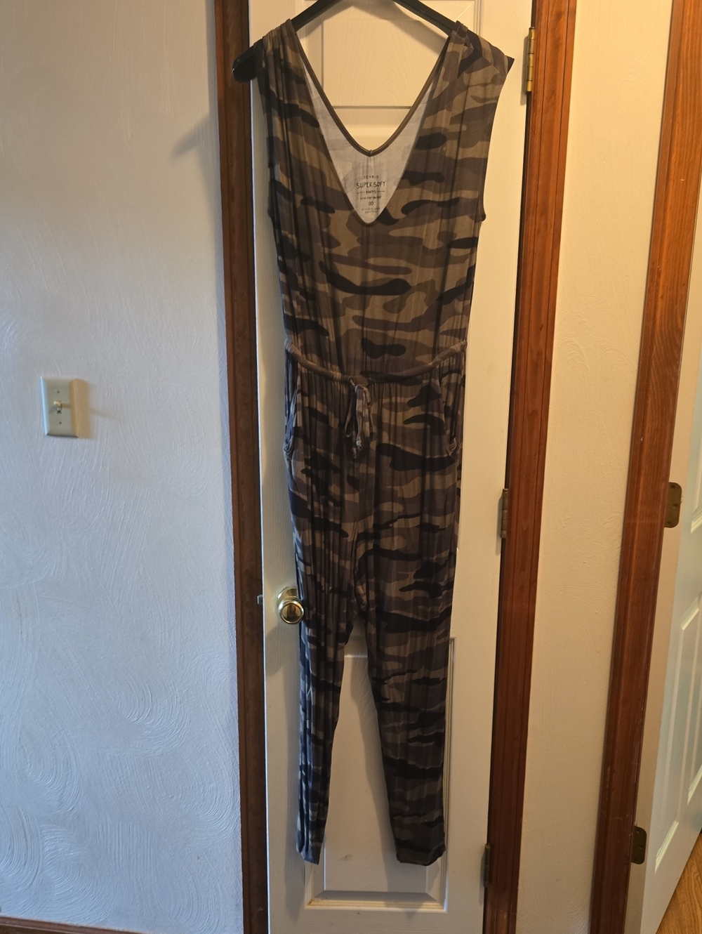 torrid Olive and Tan Camouflage Sleeveless Jumpsuit